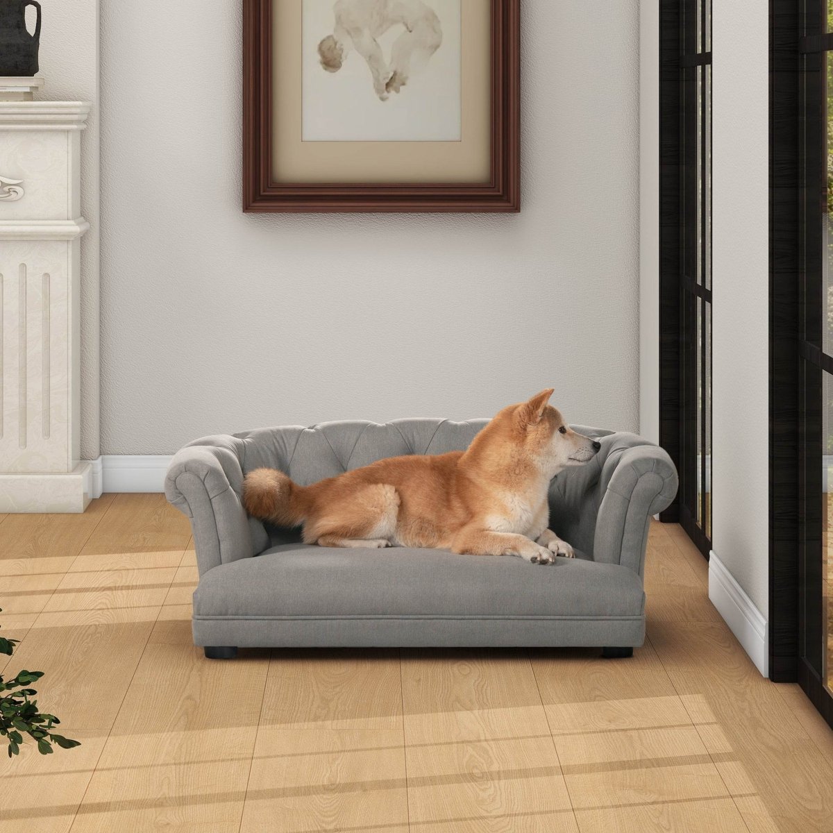 Chesterfield Plush Foam Upholstered Dog Sofa Bed - Sleep Galleria