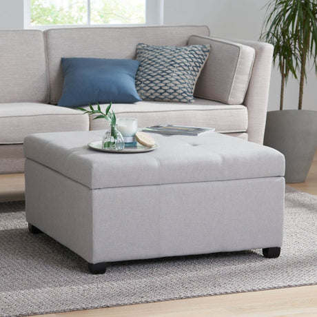 Contemporary Light Grey Fabric Storage Ottoman - Zenvia - Sleep Galleria