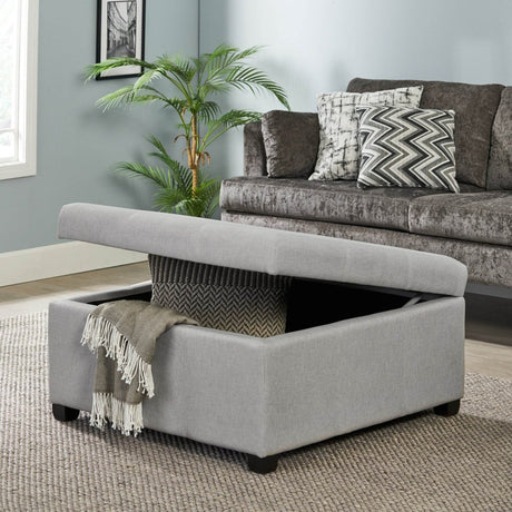 Contemporary Light Grey Fabric Storage Ottoman - Zenvia - Sleep Galleria