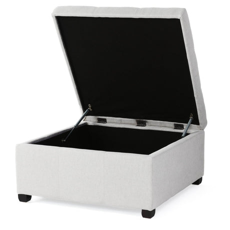 Contemporary Light Grey Fabric Storage Ottoman - Zenvia - Sleep Galleria