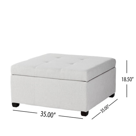 Contemporary Light Grey Fabric Storage Ottoman - Zenvia - Sleep Galleria