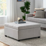 Contemporary Light Grey Fabric Storage Ottoman - Sleep Galleria