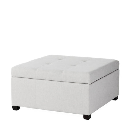 Contemporary Light Grey Fabric Storage Ottoman - Zenvia - Sleep Galleria