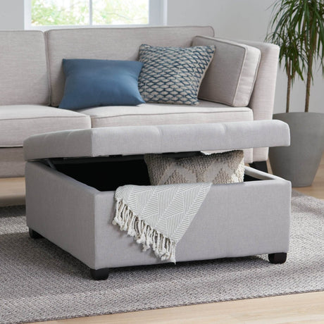 Contemporary Light Grey Fabric Storage Ottoman - Zenvia - Sleep Galleria