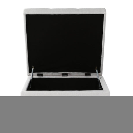 Contemporary Light Grey Fabric Storage Ottoman - Zenvia - Sleep Galleria