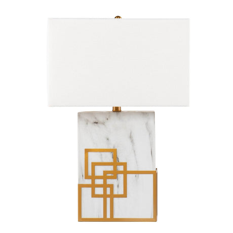 Contemporary White Faux Marble Iron Table Lamp - Sleep Galleria