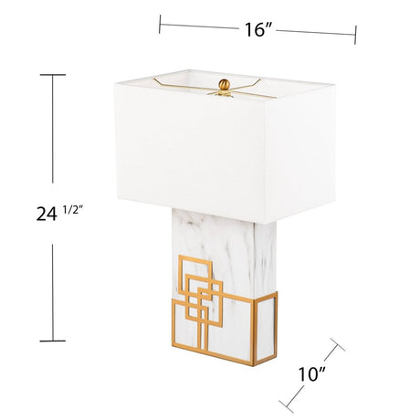 Contemporary White Faux Marble Iron Table Lamp - Sleep Galleria