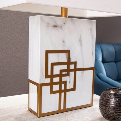 Contemporary White Faux Marble Iron Table Lamp - Sleep Galleria