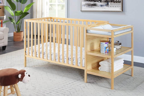 Convertible Solid Wood Crib And Changer Combo Natural - Zenvia - Sleep Galleria