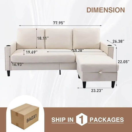 Convertible Three - Seater Sectional Sofa - Zenvia - Sleep Galleria