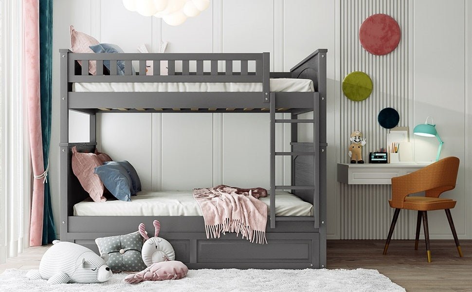 Full Over Full Bunk Bed With Twin Trundle Pinewood - Zenvia - Sleep Galleria