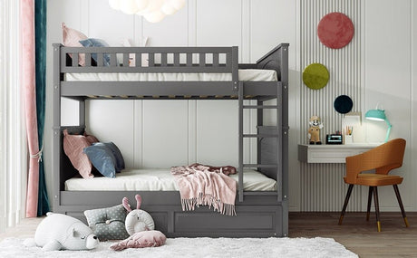 Full Over Full Bunk Bed With Twin Trundle Pinewood - Zenvia - Sleep Galleria