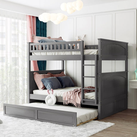 Full Over Full Bunk Bed With Twin Trundle Pinewood - Zenvia - Sleep Galleria