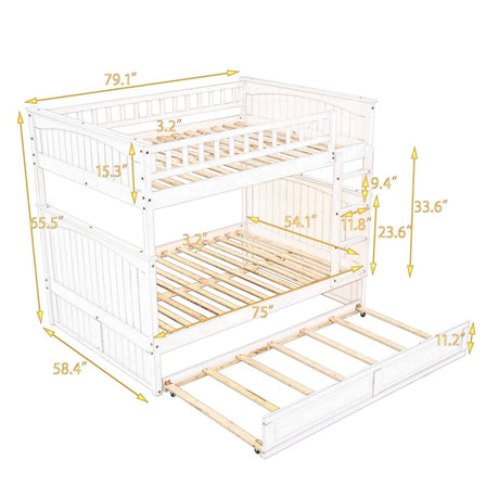 Full Over Full Bunk Bed With Twin Trundle Pinewood - Zenvia - Sleep Galleria