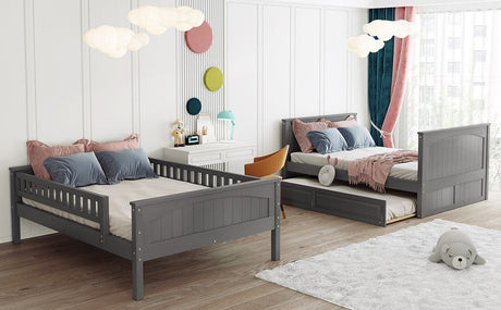 Full Over Full Bunk Bed With Twin Trundle Pinewood - Zenvia - Sleep Galleria