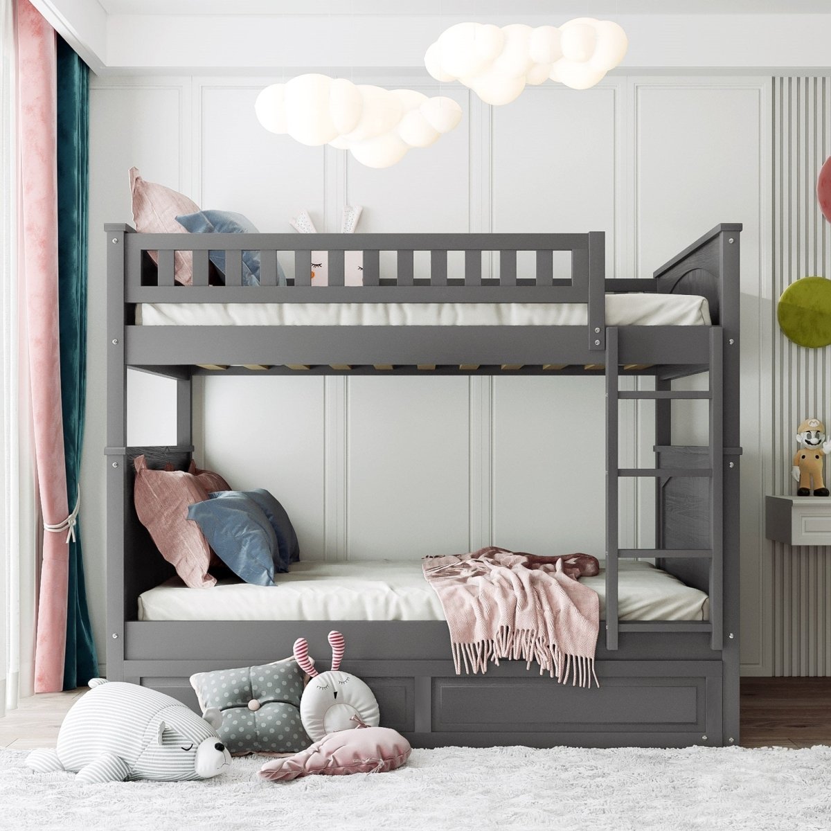 Full Over Full Bunk Bed With Twin Trundle Pinewood - Zenvia - Sleep Galleria