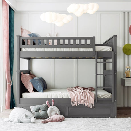 Full Over Full Bunk Bed With Twin Trundle Pinewood - Zenvia - Sleep Galleria