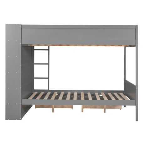 Full Over Full Solid Wood Bunk Bed With Storage Drawers - Zenvia - Sleep Galleria
