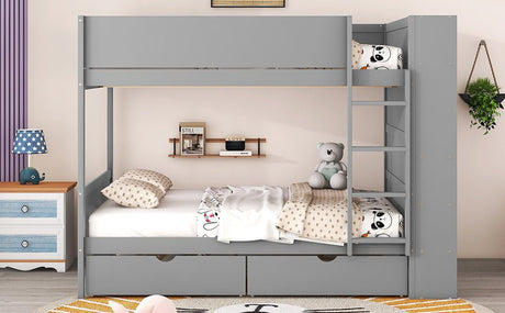 Full Over Full Solid Wood Bunk Bed With Storage Drawers - Zenvia - Sleep Galleria