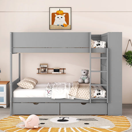 Full Over Full Solid Wood Bunk Bed With Storage Drawers - Zenvia - Sleep Galleria