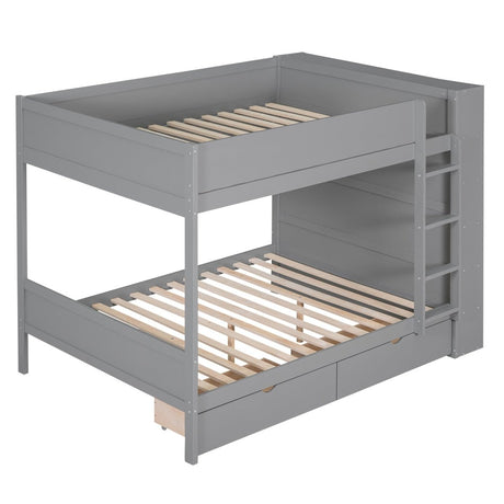 Full Over Full Solid Wood Bunk Bed With Storage Drawers - Zenvia - Sleep Galleria