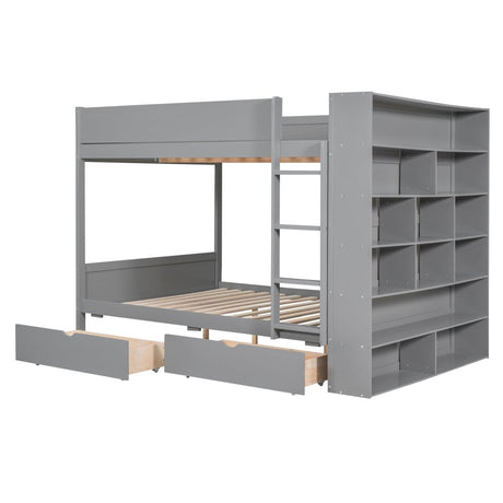 Full Over Full Solid Wood Bunk Bed With Storage Drawers - Zenvia - Sleep Galleria