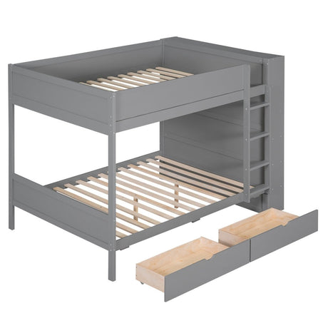 Full Over Full Solid Wood Bunk Bed With Storage Drawers - Zenvia - Sleep Galleria