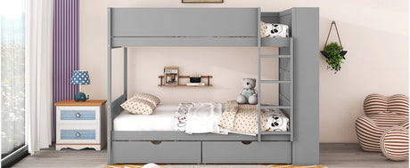 Full Over Full Solid Wood Bunk Bed With Storage Drawers - Zenvia - Sleep Galleria