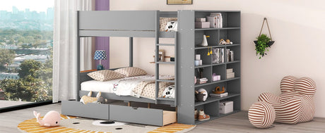 Full Over Full Solid Wood Bunk Bed With Storage Drawers - Zenvia - Sleep Galleria