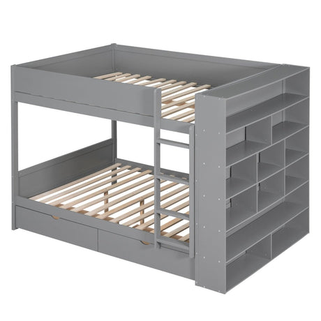 Full Over Full Solid Wood Bunk Bed With Storage Drawers - Zenvia - Sleep Galleria