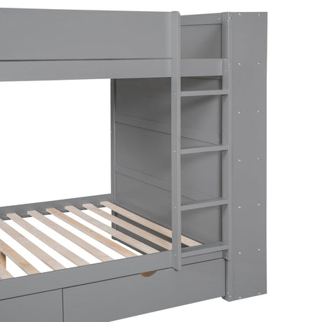 Full Over Full Solid Wood Bunk Bed With Storage Drawers - Zenvia - Sleep Galleria