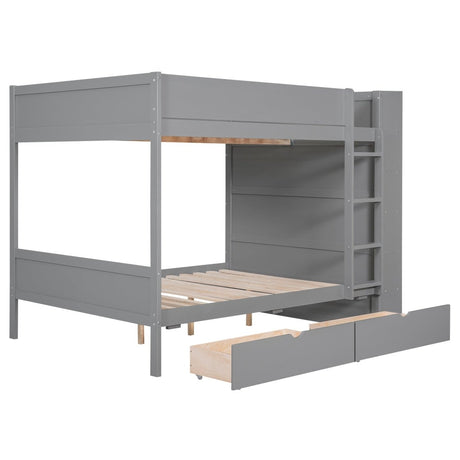 Full Over Full Solid Wood Bunk Bed With Storage Drawers - Zenvia - Sleep Galleria