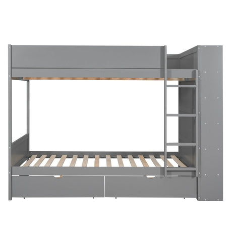 Full Over Full Solid Wood Bunk Bed With Storage Drawers - Zenvia - Sleep Galleria