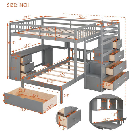 Full - Over - Twin Solid Wood Bunk Bed With Desk - Zenvia - Sleep Galleria