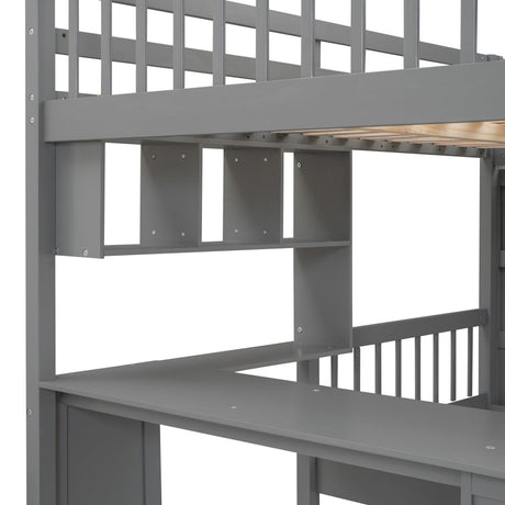 Full - Over - Twin Solid Wood Bunk Bed With Desk - Zenvia - Sleep Galleria