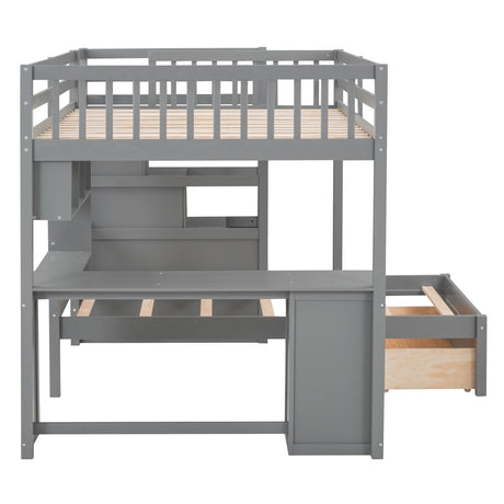Full - Over - Twin Solid Wood Bunk Bed With Desk - Zenvia - Sleep Galleria