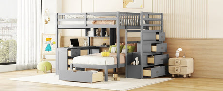 Full - Over - Twin Solid Wood Bunk Bed With Desk - Zenvia - Sleep Galleria
