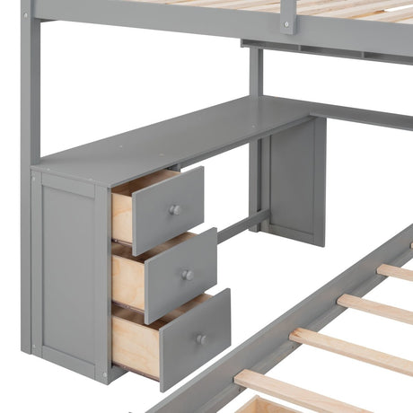 Full - Over - Twin Solid Wood Bunk Bed With Desk - Zenvia - Sleep Galleria