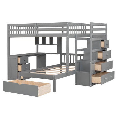 Full - Over - Twin Solid Wood Bunk Bed With Desk - Zenvia - Sleep Galleria