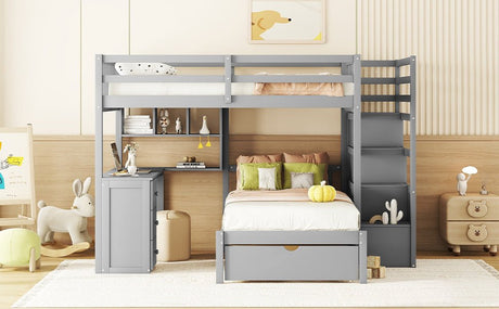 Full - Over - Twin Solid Wood Bunk Bed With Desk - Zenvia - Sleep Galleria