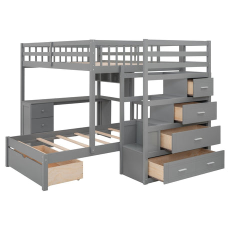 Full - Over - Twin Solid Wood Bunk Bed With Desk - Zenvia - Sleep Galleria