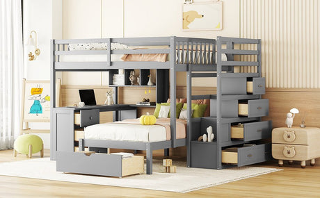 Full - Over - Twin Solid Wood Bunk Bed With Desk - Zenvia - Sleep Galleria