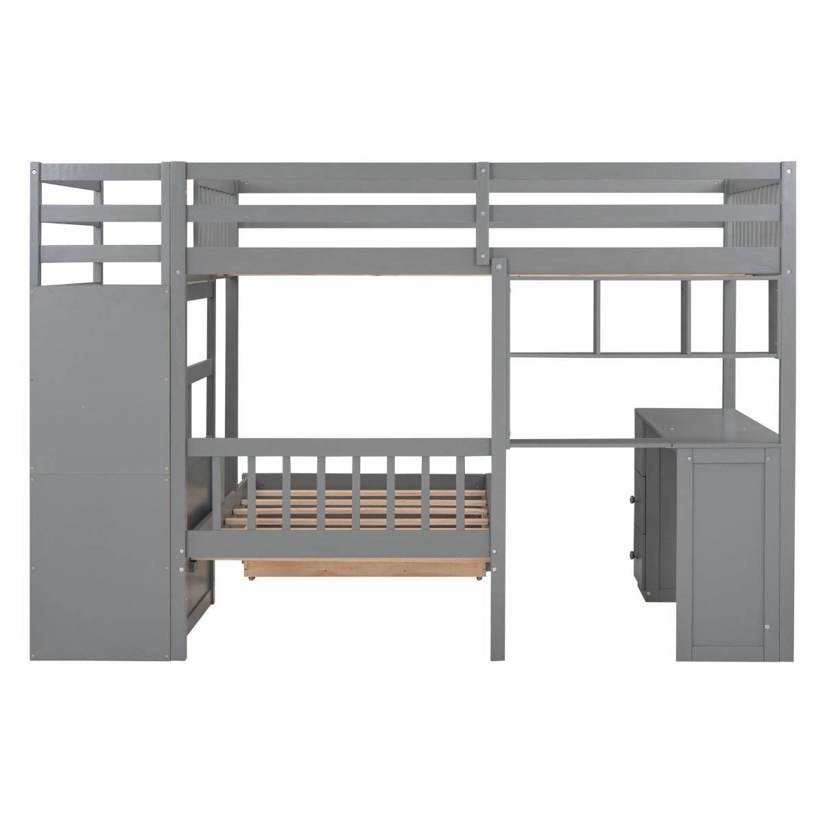 Full-Over-Twin Solid Wood Bunk Bed With Desk - Sleep Galleria