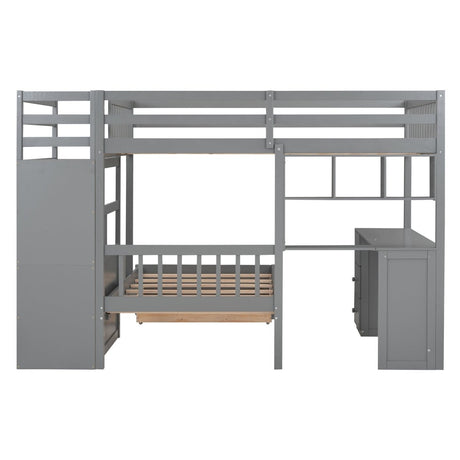 Full - Over - Twin Solid Wood Bunk Bed With Desk - Zenvia - Sleep Galleria