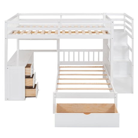 Full Over Twin Solid Wood Bunk Bed With Desk And Storage - Zenvia - Sleep Galleria