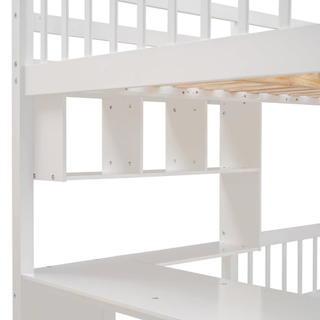 Full Over Twin Solid Wood Bunk Bed With Desk And Storage - Zenvia - Sleep Galleria