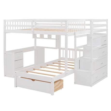 Full Over Twin Solid Wood Bunk Bed With Desk And Storage - Zenvia - Sleep Galleria