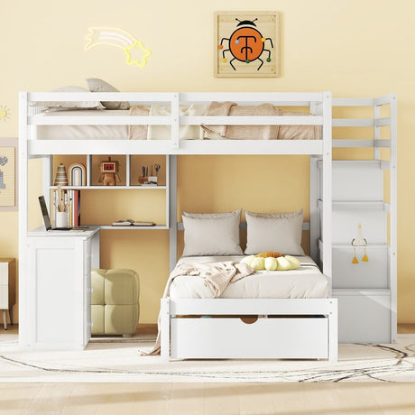 Full Over Twin Solid Wood Bunk Bed With Desk And Storage - Zenvia - Sleep Galleria