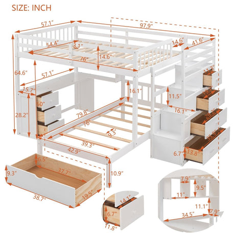 Full Over Twin Solid Wood Bunk Bed With Desk And Storage - Zenvia - Sleep Galleria