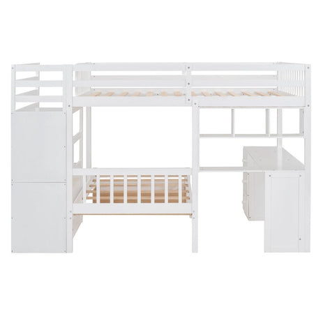 Full Over Twin Solid Wood Bunk Bed With Desk And Storage - Zenvia - Sleep Galleria